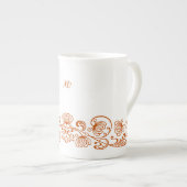 Fancy-Blumen-Knochenporzellan-Teetasse Porzellantasse (Vorderseite Rechts)
