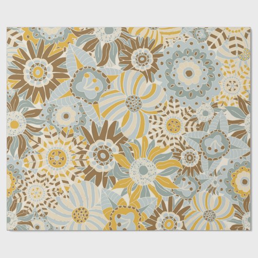 Fancy Bold Flowers Geschenkpapier (Flach)