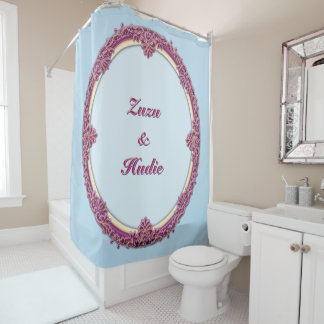 Fancy Border Lila/Rosa und Creme Personalisieren Duschvorhang