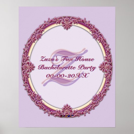 Fancy Border Lila/Rosa und Creme Personalisieren Poster (Vorne)