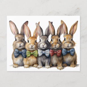 Fancy Bunny Fliege Wasserfarbe Ankündigungspostkarte