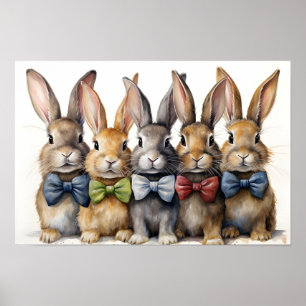Fancy Bunny Fliege Wasserfarbe Poster