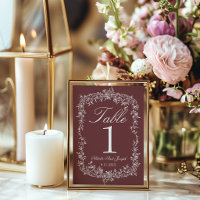 Fancy Burgunder Rubine Blumen Hochzeit Tisch Numme