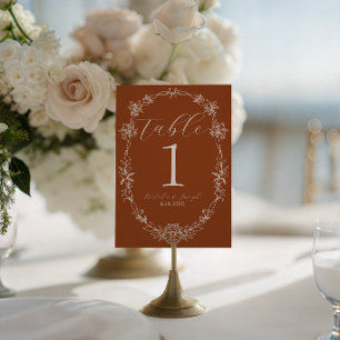 Fancy Burnt Orange Boho Hochzeitstisch Nummer Einladung