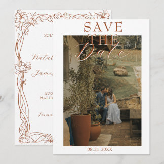Fancy Burnt Orange Terrakotta Boho Foto Hochzeit Save The Date