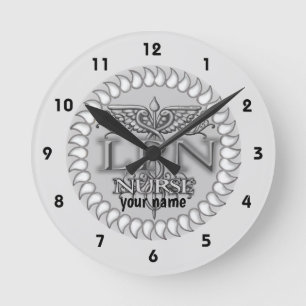 Fancy Caduceus LPN Krankenschwester Runde Wanduhr