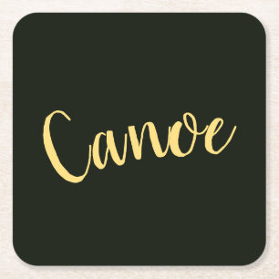 Fancy "Canoe" Schrift Deep Forest Grün Hintergrund Rechteckiger Pappuntersetzer
