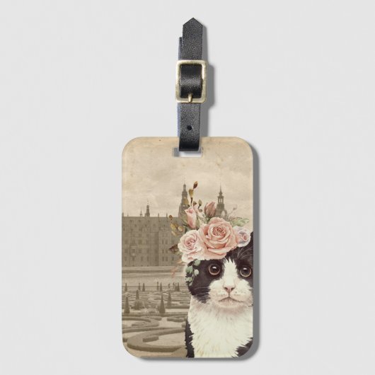 Fancy Cat & Das Schloss Gepäckanhänger (Vorderseite Vertikal)