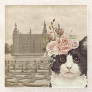 Fancy Cat & Das Schloss Glasuntersetzer
