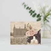 Fancy Cat & Das Schloss Postkarte (Stehend Vorderseite)