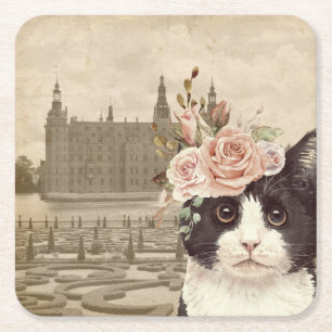 Fancy Cat & Das Schloss Rechteckiger Pappuntersetzer