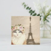 Fancy Cat & Eiffelturm Karte (Stehend Vorderseite)