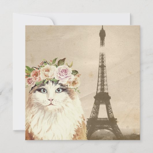 Fancy Cat & Eiffelturm Karte (Vorderseite)
