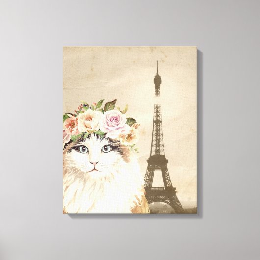 Fancy Cat & Eiffelturm Leinwanddruck (Vorderseite)