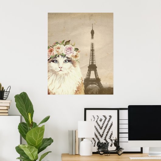 Fancy Cat & Eiffelturm Poster (Heimbüro)