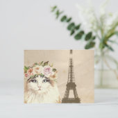 Fancy Cat & Eiffelturm Postkarte (Stehend Vorderseite)
