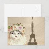 Fancy Cat & Eiffelturm Postkarte (Vorne/Hinten)