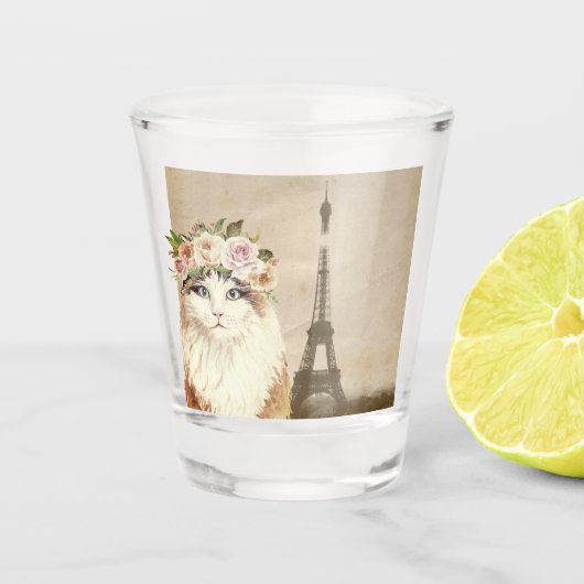 Fancy Cat & Eiffelturm Schnapsglas (Vorderseite)
