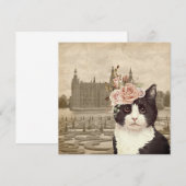 Fancy Cat & The Castle Flache Grußkarte (Vorne/Hinten)
