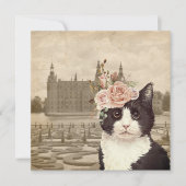 Fancy Cat & The Castle Flache Grußkarte (Vorderseite)