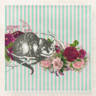 Fancy Cheshire Cat Collage Glasuntersetzer