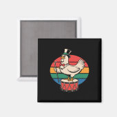 Fancy Chicken auf Trommel Retro Regenbogen Marsch Magnet (Vorderseite/Rückseite)