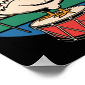 Fancy Chicken auf Trommel Retro Regenbogen Marsch  Poster (Ecke)