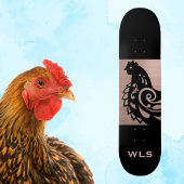 Fancy Chicken Silhouette in Faux Copper n Black Skateboard
