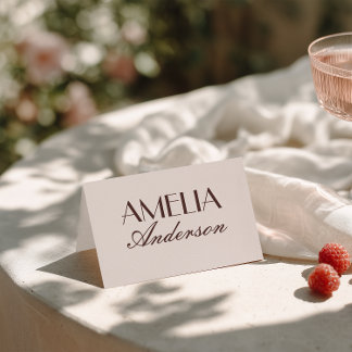 Fancy Chocolate Brown Classy Wedding Place Cards Tischnummer