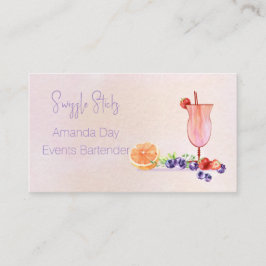 Fancy Cocktail Watercolor Bartender Business Card Visitenkarte
