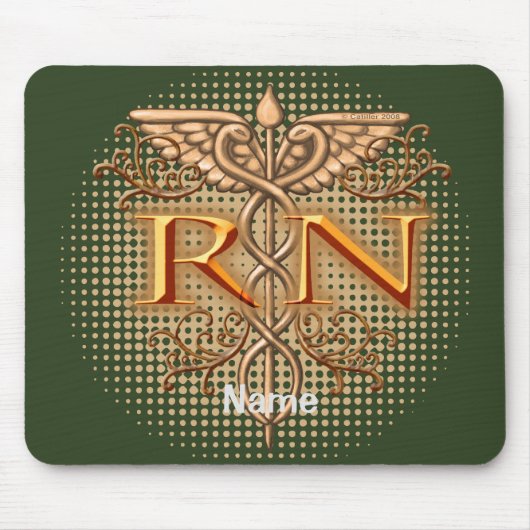 Fancy Copper Caduceus RN Krankenschwester Mousepad (Vorne)