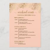 Fancy Coral Pfirsich- und Gold-Hochzeitsveranstalt Programm (Vorderseite)