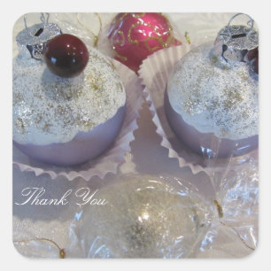 Fancy Cupcake Danke Quadratischer Aufkleber