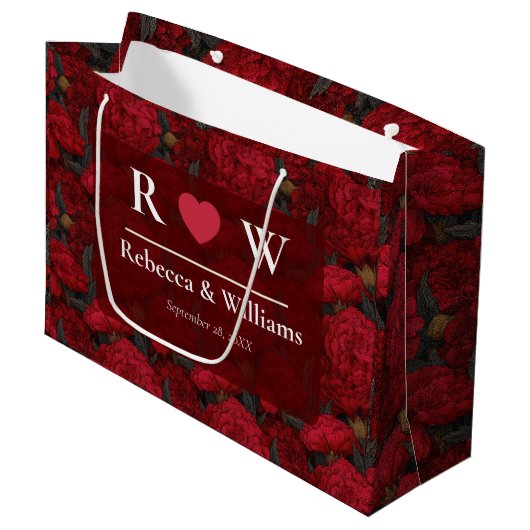 Fancy Custom Nelken-Themenwaldhochzeit Große Geschenktüte (Vorderseite Schrägansicht)