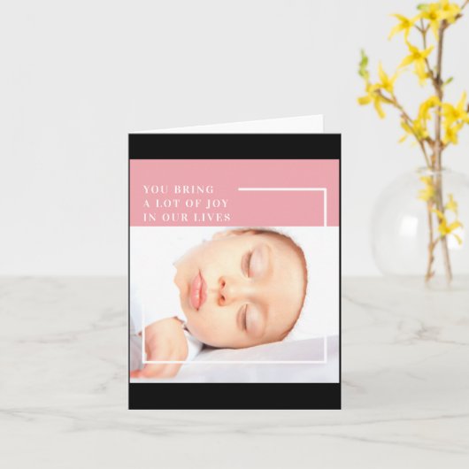 Fancy Cute Baby Photo Nk White Quote Karte (Gelbe Blume)