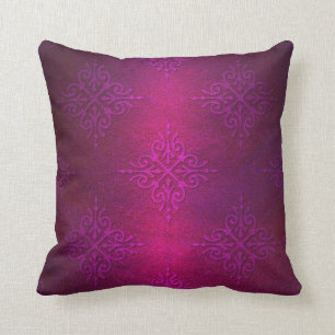 Fancy Deep Pink Purple Damast-Muster Kissen