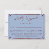 Fancy Deep Red Blue Frame Whimsy Hochzeit RSVP Karte (Vorderseite)
