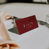 Fancy Deep Red Cream Old Money Wedding Place Cards Tischnummer