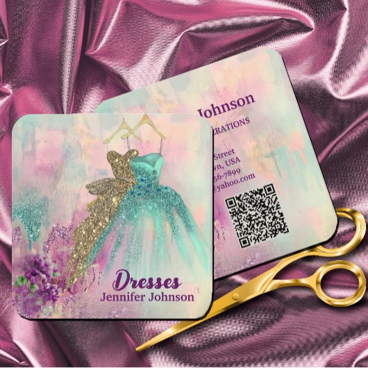 Fancy Dresses Tailor Abstract Glitter Quadratische Visitenkarte