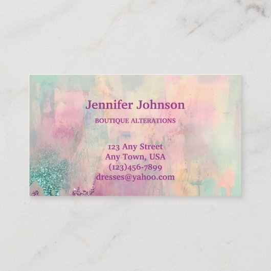 Fancy Dresses Tailor Abstract Glitter Visitenkarte (Rückseite)