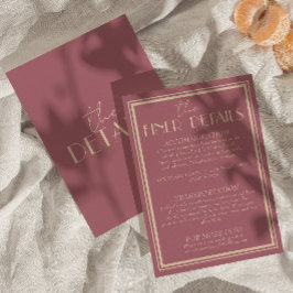 Fancy Dusty Rose Ivory Old Money Wedding Details  Begleitkarte