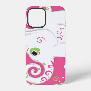 Fancy Elephant Floral Rosa Grün iPhone Hülle