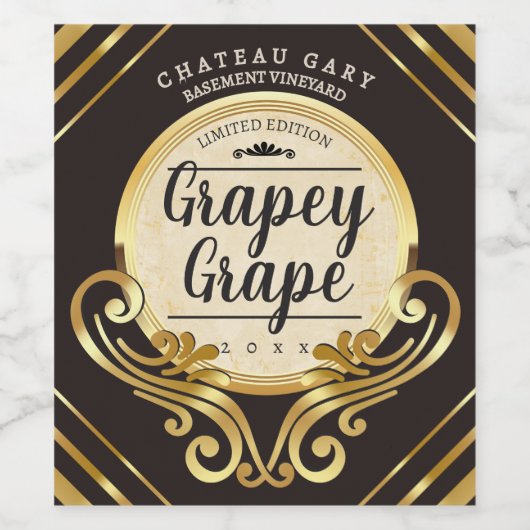 Fancy-falsches Gold Winzer selbstgemachte Weinhers Weinetikett (Einzelnes Label)
