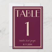  Fancy Fig Beige Old Money Wedding Table Number Einladung (Vorderseite)