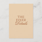 Fancy Floral Boho Beige Terracotta Wedding Details Begleitkarte (Rückseite)
