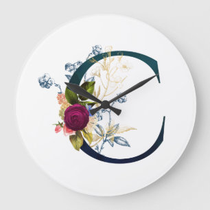 Fancy Floral Letter 'C' Große Wanduhr