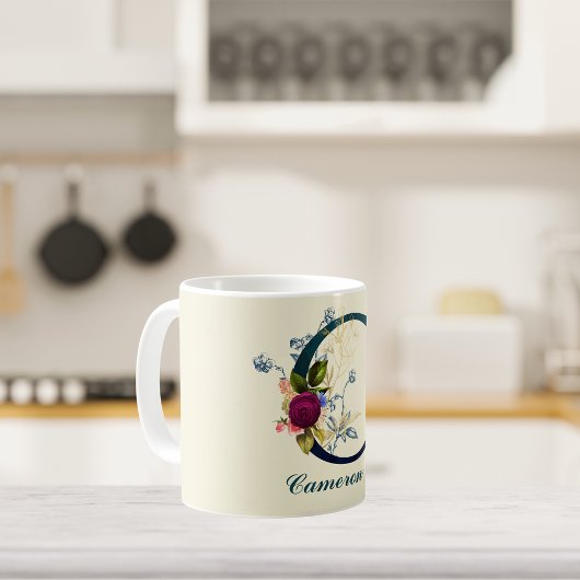 Fancy Floral Letter 'C' Kaffeetasse