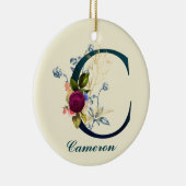 Fancy Floral Letter 'C' Keramik Ornament (Rechts)