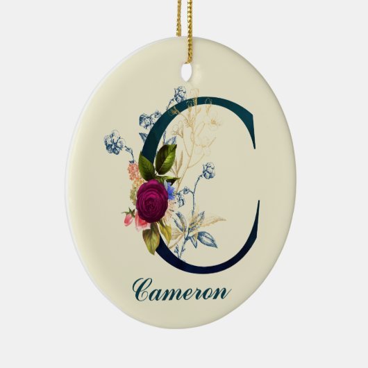 Fancy Floral Letter 'C' Keramik Ornament (Rechts)