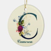Fancy Floral Letter 'C' Keramik Ornament (Links)